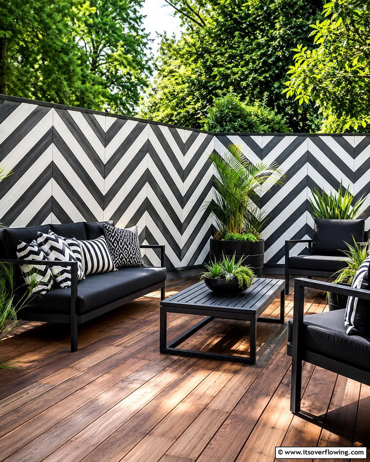 Chevron Pattern Fence - 25 Fence Painting Ideas to Refresh Your Outdoor Space