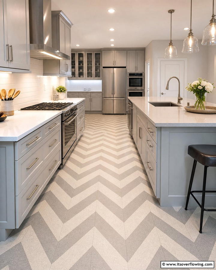 Chevron Pattern Linoleum - 20 Linoleum Kitchen Flooring Ideas for a Durable and Stylish Look