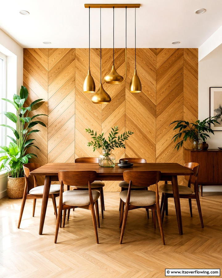 Chevron Pattern Panels - 25 Dining Room Wall Paneling Ideas for Elegance