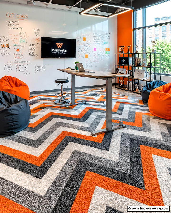Chevron Pattern Rugs for Dynamic Spaces - 25 Office Rug Ideas to Transform Your Workspace