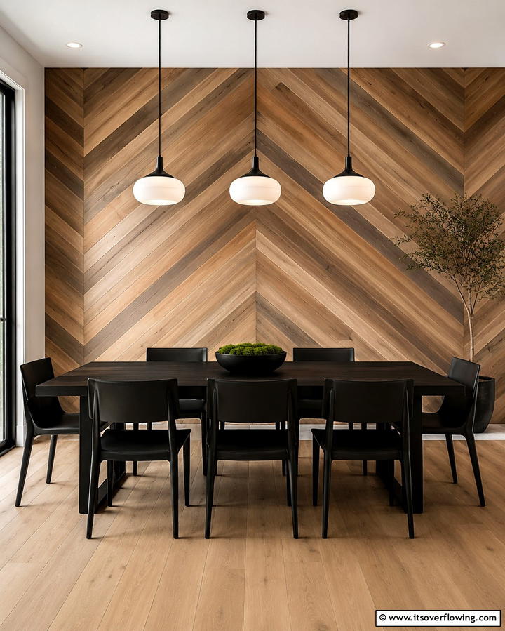 Chevron Pattern Shiplap - 25 Shiplap Dining Room Wall Ideas for Rustic Charm