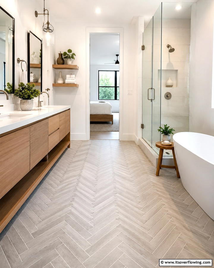 Chevron Pattern Tiles for a Stylish Touch - 30 Laundry Room Tile Ideas for Durable Style Updates