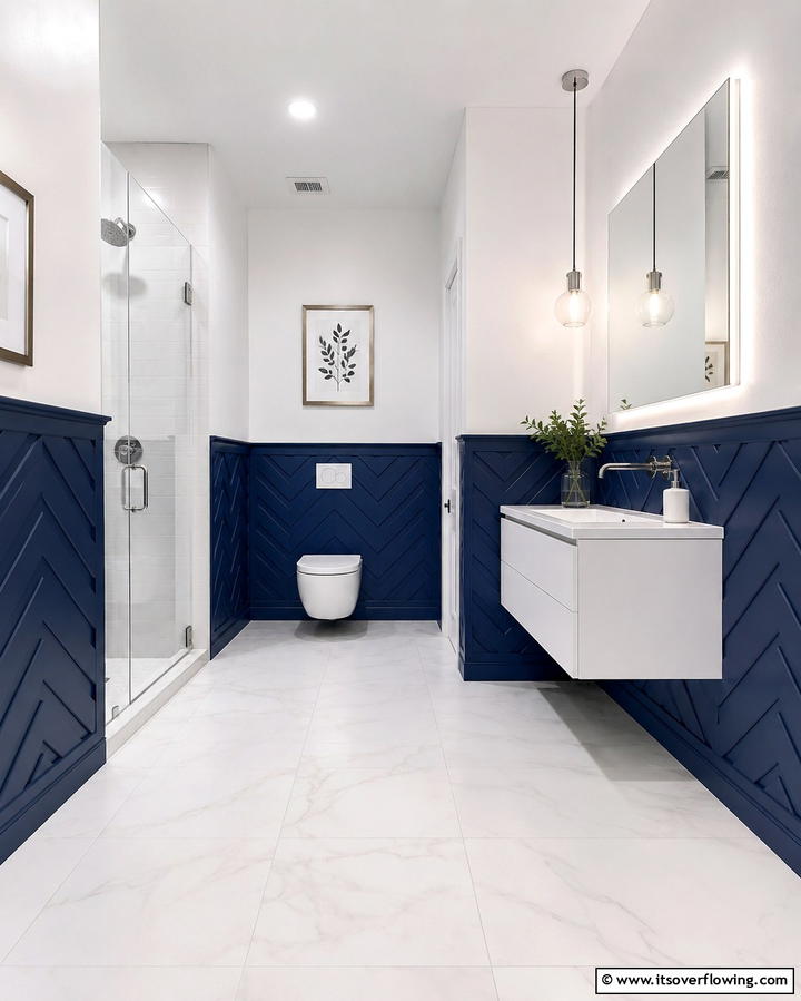 Chevron Pattern Wainscoting - 25 Bathroom Wainscoting Ideas to Elevate Your Decor