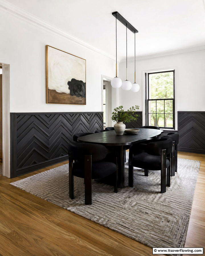 Chevron Pattern Wainscoting for a Modern Twist - 25 Classic Dining Room Wainscoting Ideas for Timeless Appeal