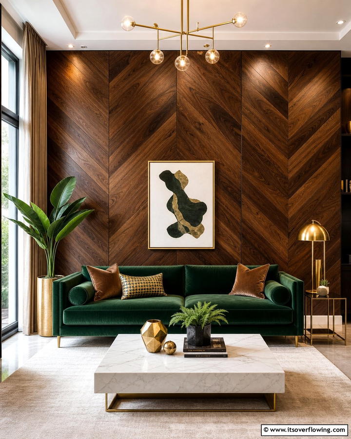 Chevron Pattern Wood Wall - 25 Wood Trim Accent Wall Ideas for a Warm Touch