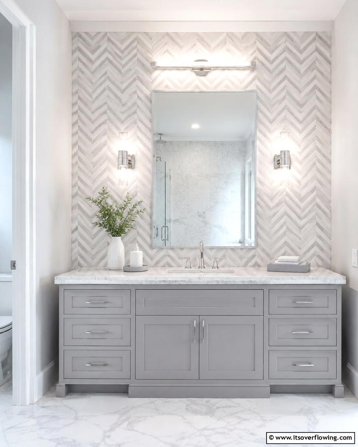 Chevron Pattern for Sophisticated Style - 25 Bathroom Backsplash Ideas for a Stylish Upgrade