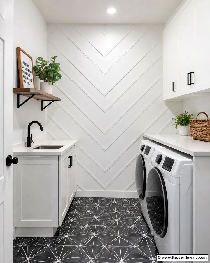 Chevron Patterned Shiplap - 20 Shiplap Laundry Room Ideas for a Rustic and Charming Space