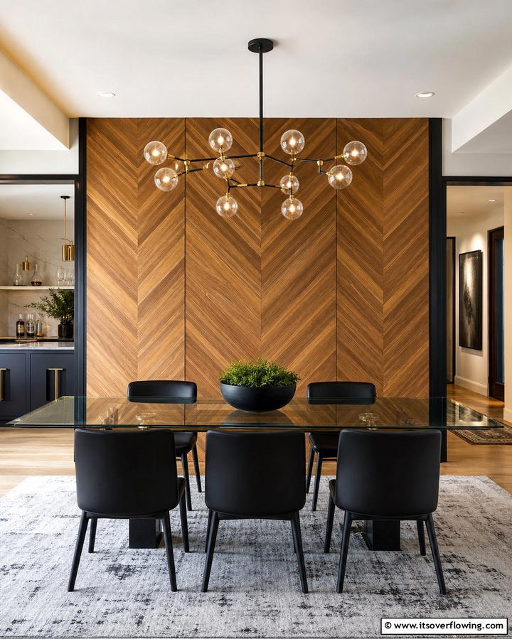 Chevron Patterned Wood Wall - 25 Wood Accent Wall Ideas to Elevate Your Interior