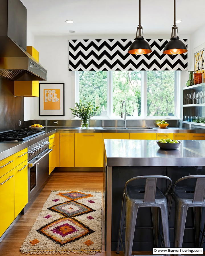 Chevron Print Valances for Modern Style - 25 Kitchen Valance Ideas to Add Style and Privacy