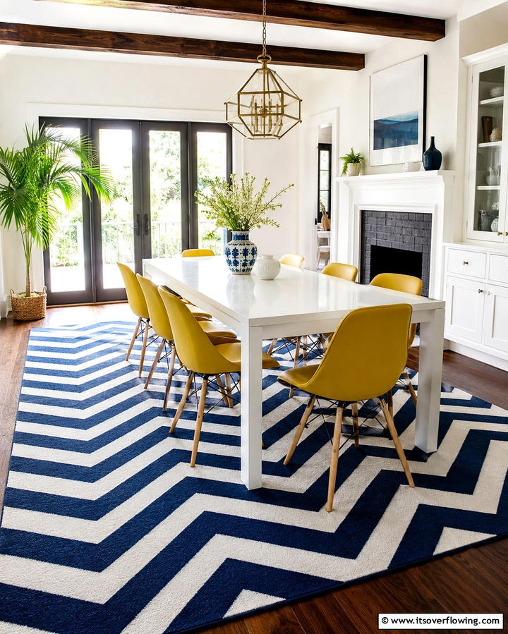 Chevron Rugs for Dynamic Energy - 30 Dining Room Rug Ideas to Anchor Your Table Setting