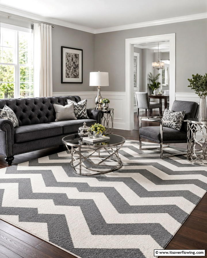 Chevron Rugs for Dynamic Patterns - 30 Living Room Rug Ideas to Define Your Space Stylishly