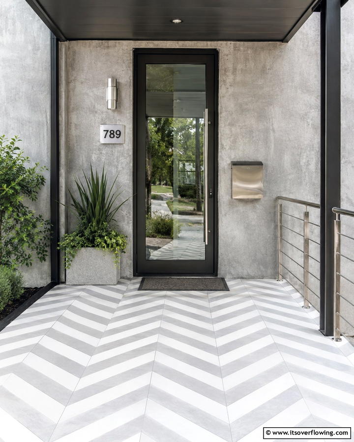 Chevron Tile Design - 25 Front Porch Tile Ideas for a Welcoming Entrance