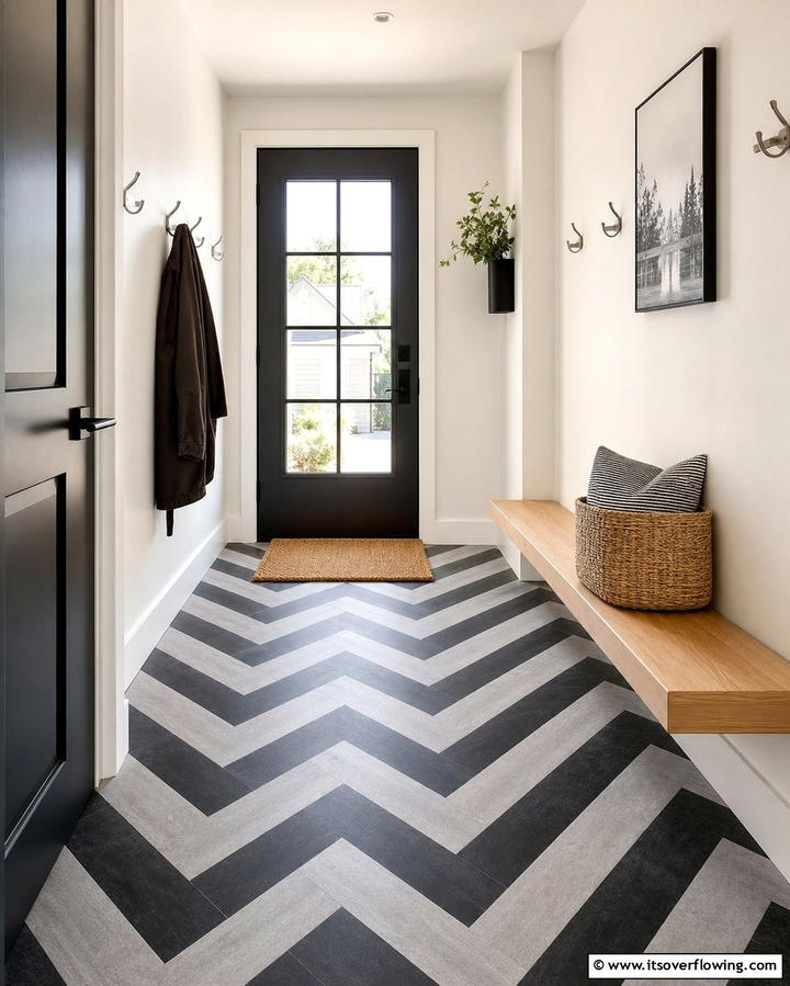 Chevron Tile Design - 25 Mudroom Tile Floor Ideas- Durable & Stylish Designs