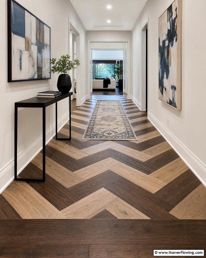 Chevron or Herringbone Transitions - 20 Floor Transition Ideas for a Seamless Look