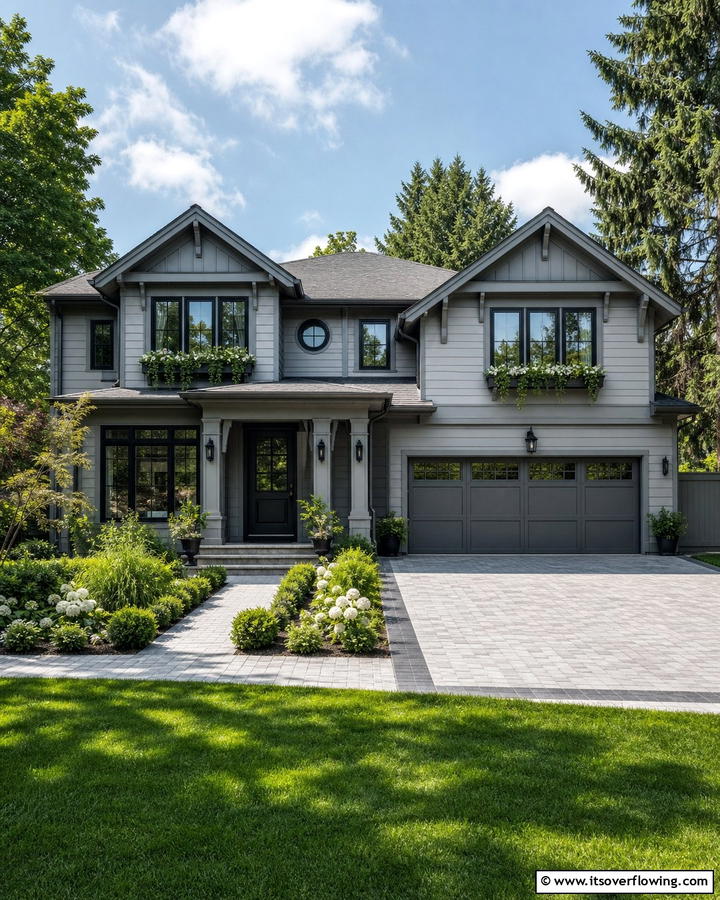 Chic Ash Gray Detailing - 21 Gray Exterior House Paint Ideas for Stunning Curb Appeal