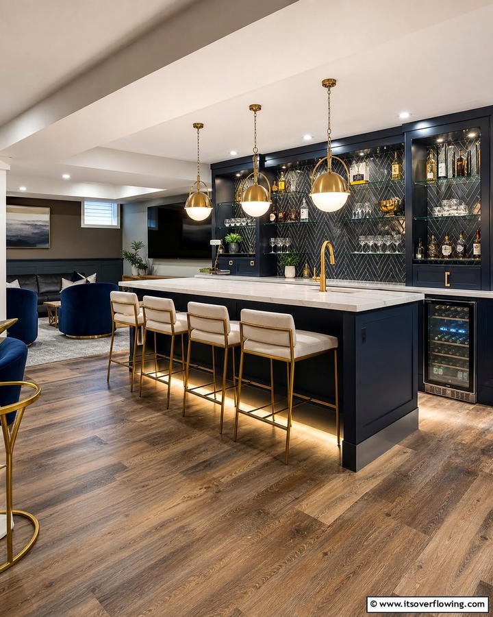 Chic Bar Area - 21 Basement Ideas to Transform Your Underutilized Space