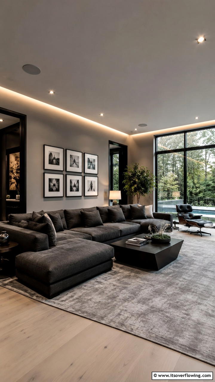 Chic Bedroom Retreat - 30 Grey House With Black Trim Ideas- Bold Exterior Designs