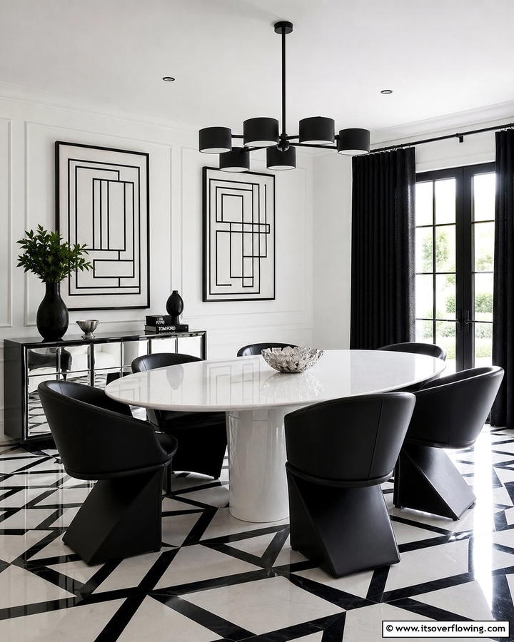 Chic Black and White Luxury - 21 Luxury Dining Room Ideas for Elegant Entertaining