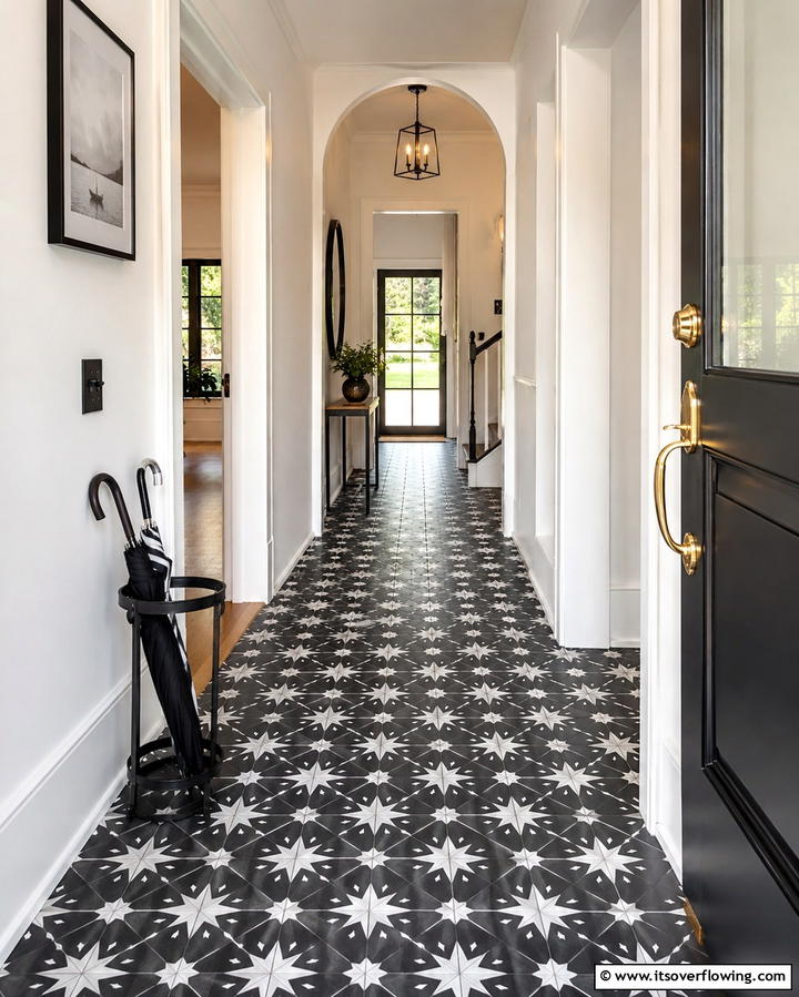 Chic Black and White Tiles - 30 Chic Black and White Hallway Ideas for Timeless Elegance