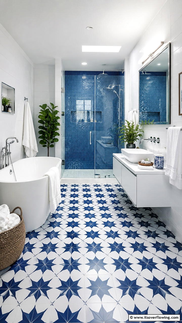 Chic Blue Bathroom Retreat - 30 Blue and White Decor Ideas for a Fresh and Serene Home Style