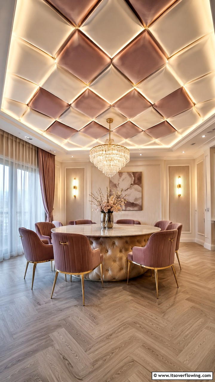 Chic Decorative Panels - 30 Dining Room Ceiling Ideas to Elevate Your Space