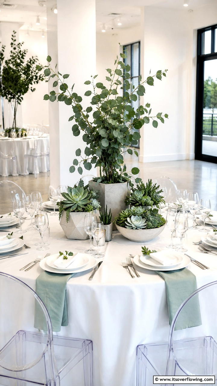 Chic Eucalyptus and Succulents - 30 Eucalyptus Wedding Centerpieces for Natural Elegance