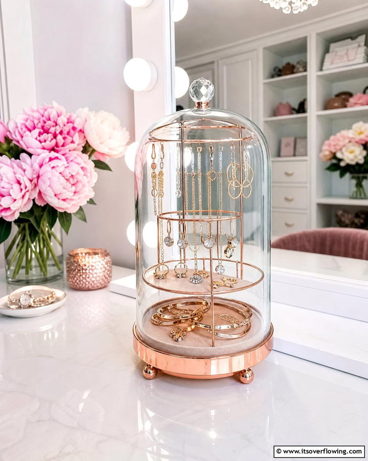 Chic Glass Jewelry Dome - 30 Clever Jewelry Storage Ideas to Keep Accessories Tidy