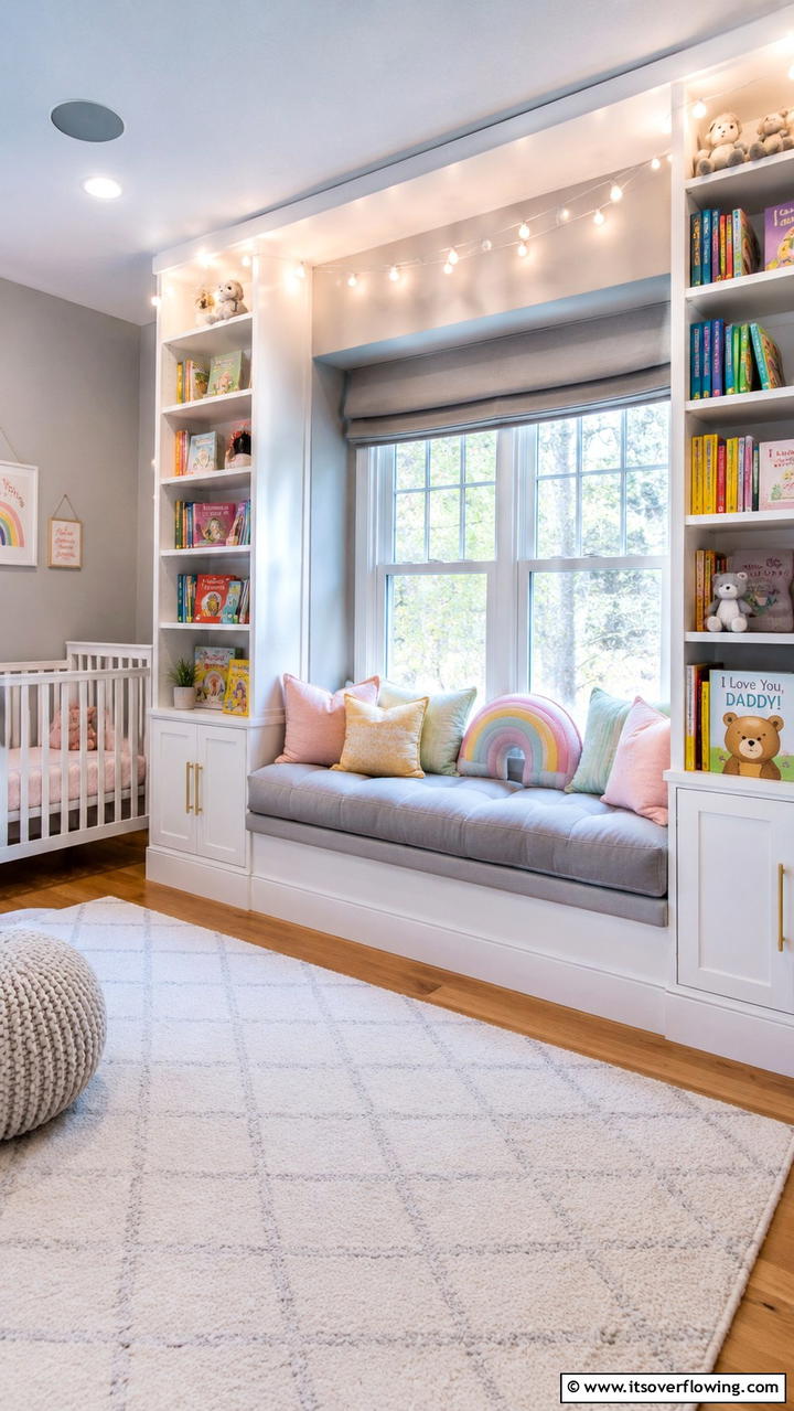 Chic Grey Nursery Reading Nook - 30 Grey Nursery Ideas- Calming & Modern Baby Room Designs