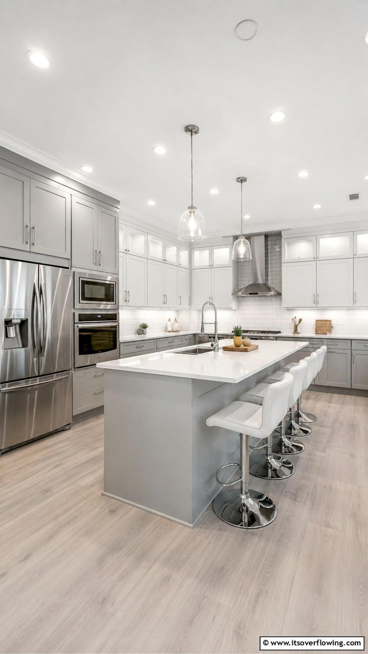 Chic Grey and White Kitchen - 30 Grey and White House Interior Ideas- Minimalist Elegance