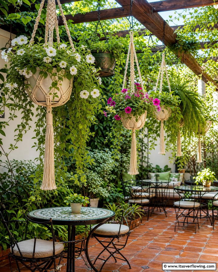 Chic Hanging Planters - 21 Patio Decor Concepts to Refresh Your Outdoor Living Area
