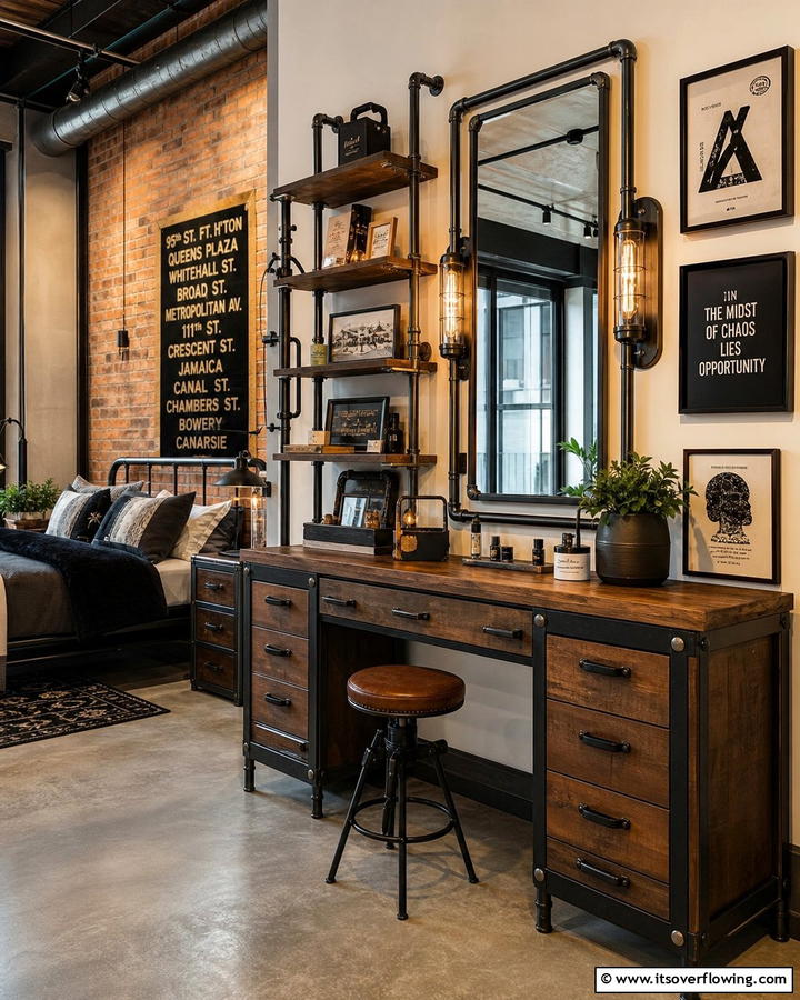 Chic Industrial Style - 20 Dressing Table Ideas for a Chic and Functional Space