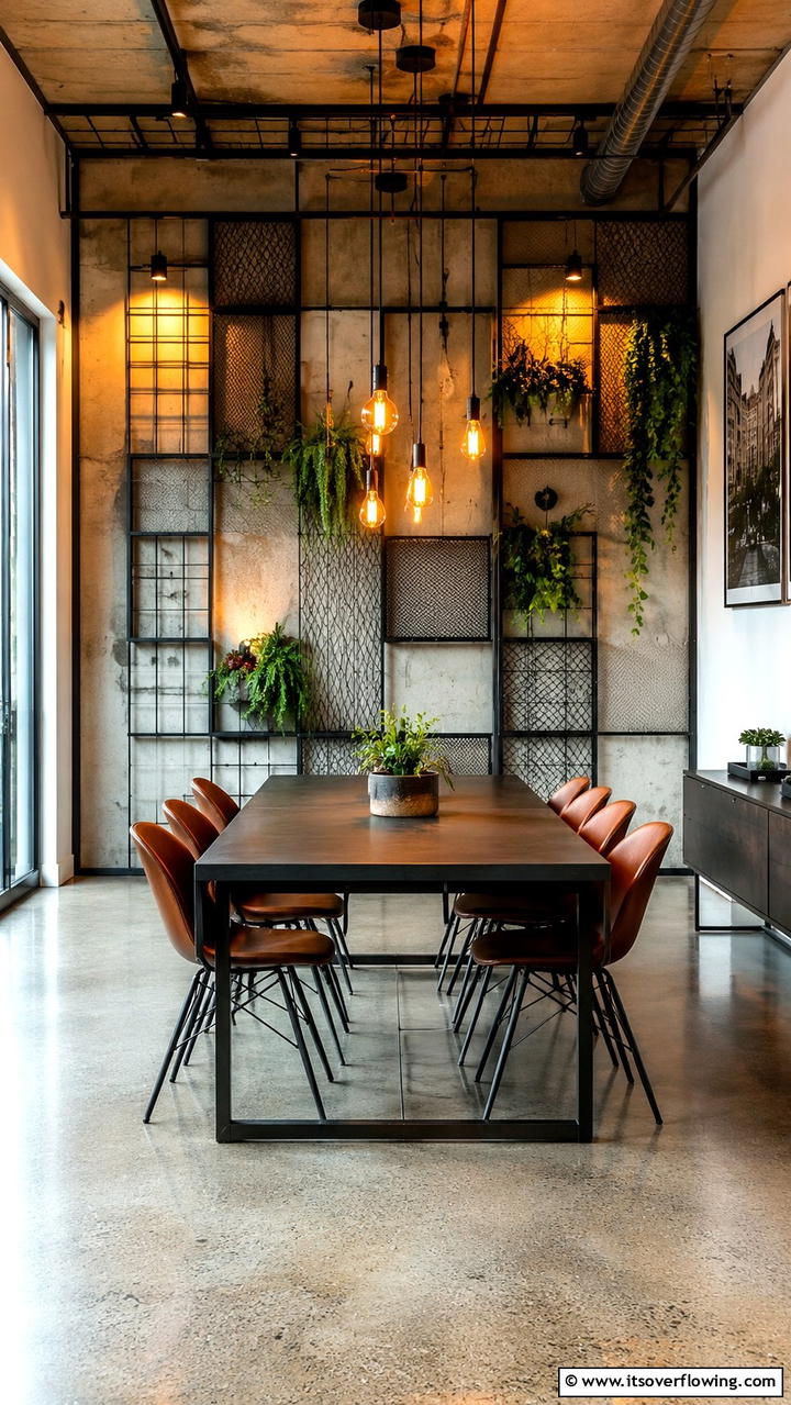 Chic Industrial Wire Mesh - 30 Dining Room Accent Wall Ideas for Bold Style