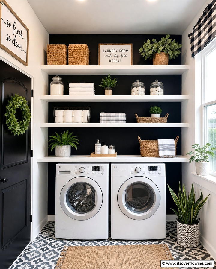 Chic Laundry Room Upgrade - 25 Black Accent Wall Ideas for a Dramatic Statement