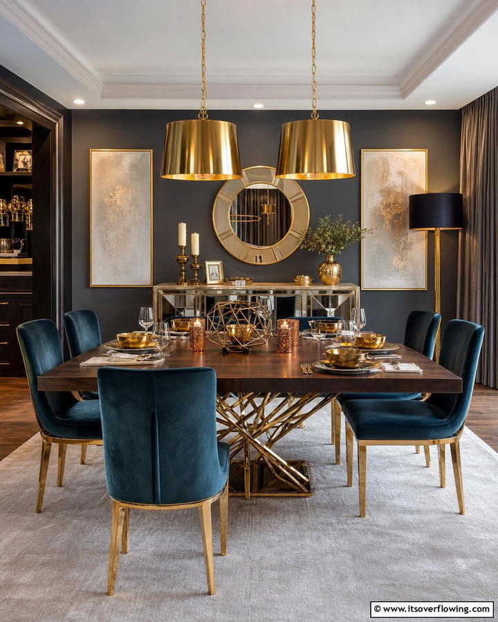 Chic Metallic Accents - 21 Dining Room Table Decor Ideas for Every Occasion