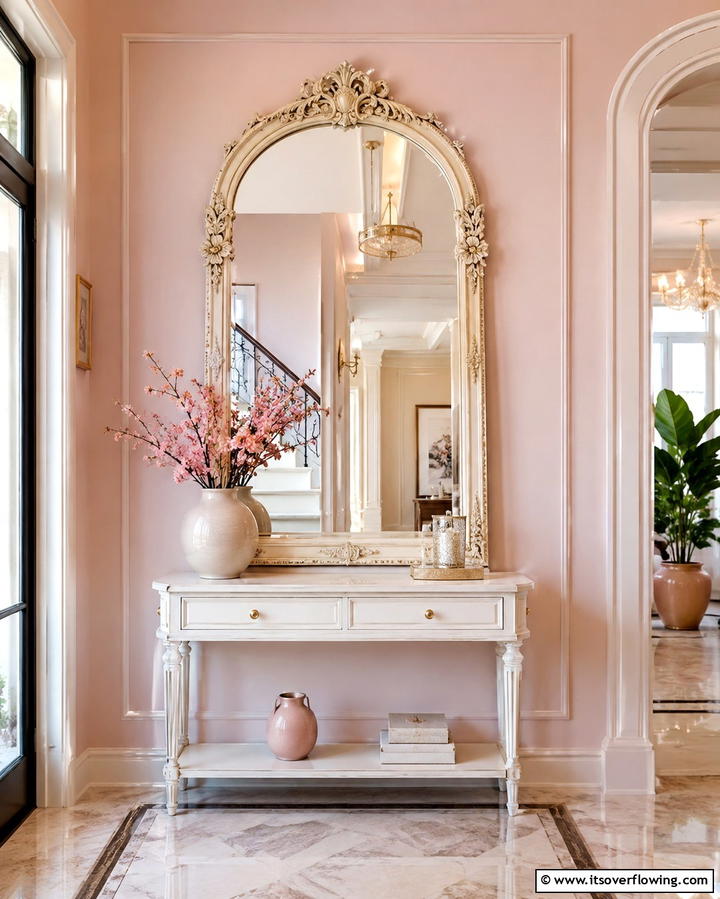 Chic Ornamental Mirror - 30 Statement Entryway Mirror Ideas to Brighten Narrow Spaces