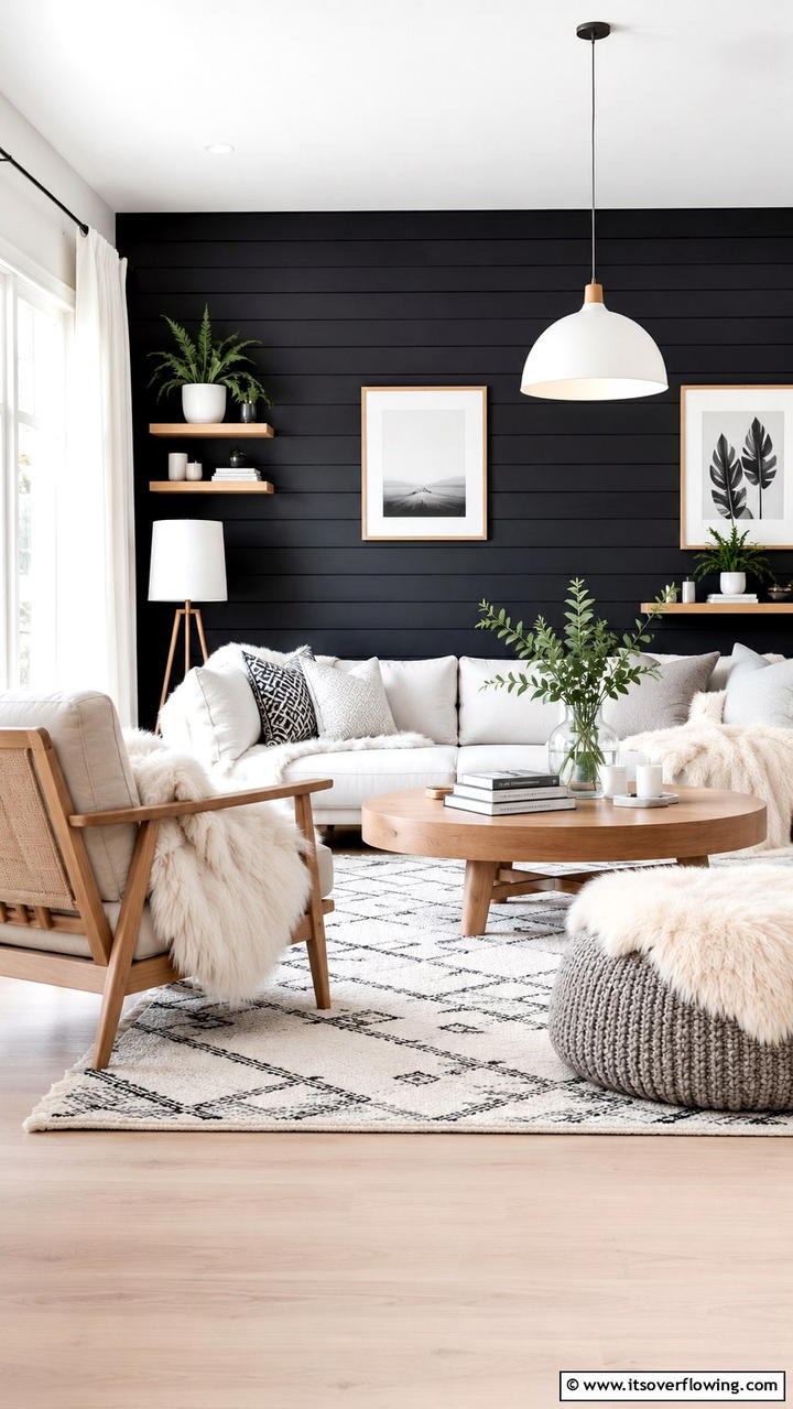 Chic Scandinavian Influence - 30 Black Shiplap Wall Ideas for Timeless Interior Accents