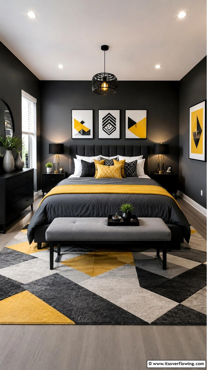 Chic Simplicity and Bold Accents - 30 Dark Grey Bedroom Ideas for Modern Serene Spaces