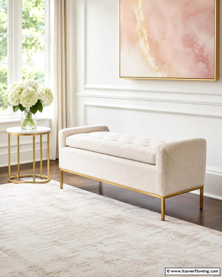 Chic Upholstered Bench with Cushion - 30 Functional Entryway Bench Solutions for Organized Homes