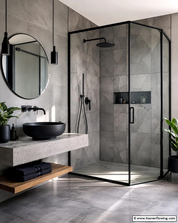 Chic Urban Corner Shower - 30 Space-Efficient Corner Shower Ideas for Modern Bathrooms