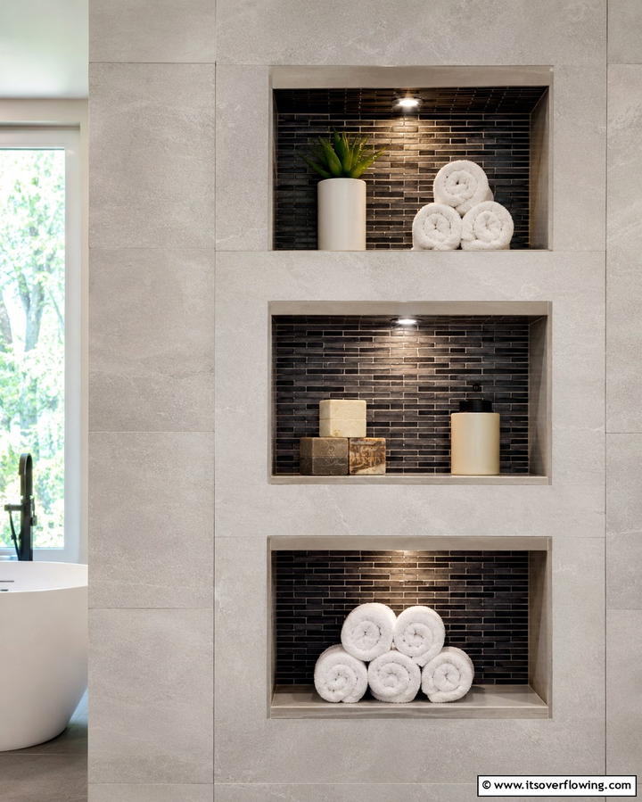 Chic Wall Niche Shelves - 30 Functional Bathroom Furniture Ideas to Maximize Space