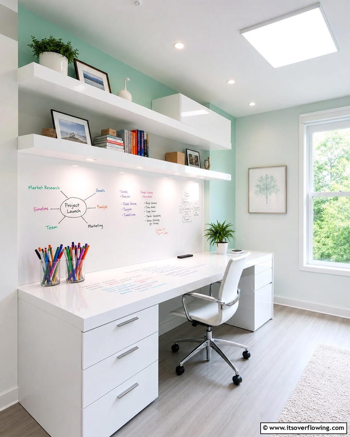 Chic Whiteboard Desk - 21 Desk Ideas for Productive & Stylish Home Offices