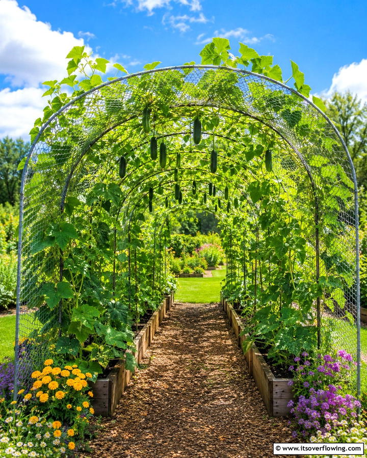 Chicken Wire Tunnel Trellis - 25 Cucumber Trellis Ideas for a Productive Garden