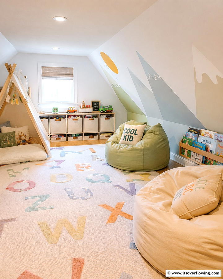 Childrens Playroom - 25 Low Ceiling Small Attic Room Ideas for Cozy Living