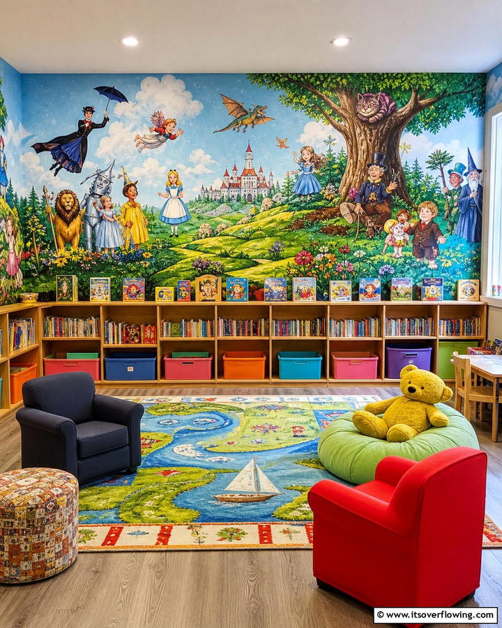 Childrens Storybook Characters - 20 Library Murals to Inspire Your Next Home Project