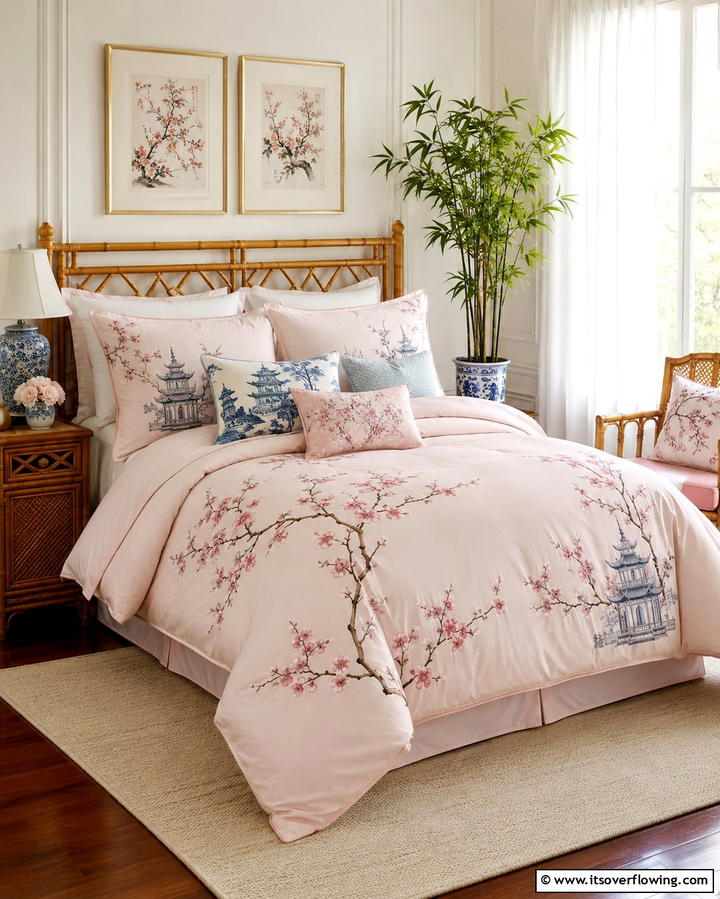 Chinoiserie Inspired Bedding - 25 Chinoiserie Bedroom Ideas for an Exotic Touch