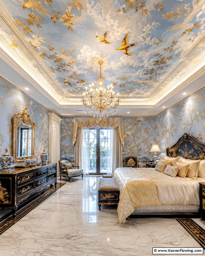 Chinoiserie Inspired Ceiling Design - 25 Chinoiserie Bedroom Ideas for an Exotic Touch