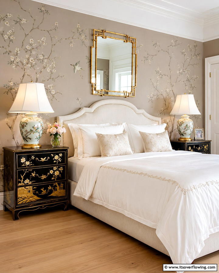 Chinoiserie Nightstands with Intricate Details - 25 Chinoiserie Bedroom Ideas for an Exotic Touch
