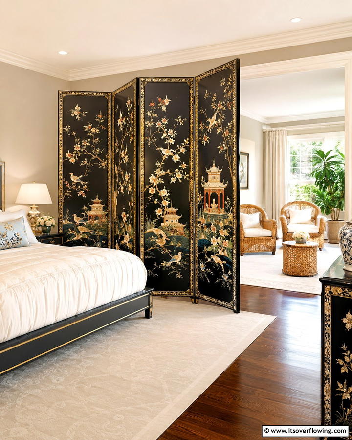 Chinoiserie Room Dividers for Style and Function - 25 Chinoiserie Bedroom Ideas for an Exotic Touch