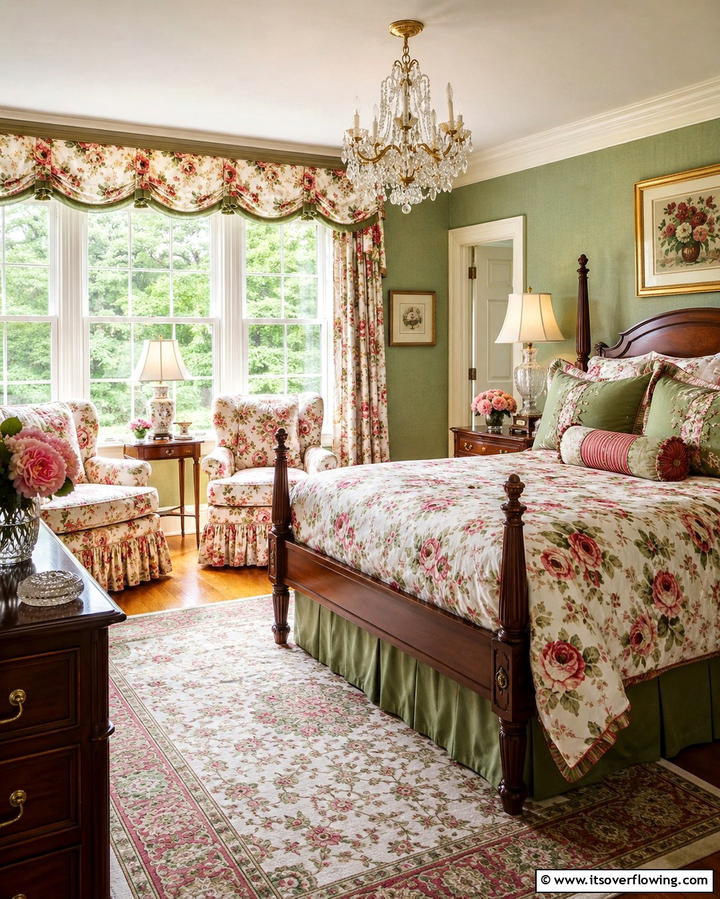 Chintz Patterns for Upholstery - 25 Grandmillennial Style Bedroom Ideas for a Chic Look