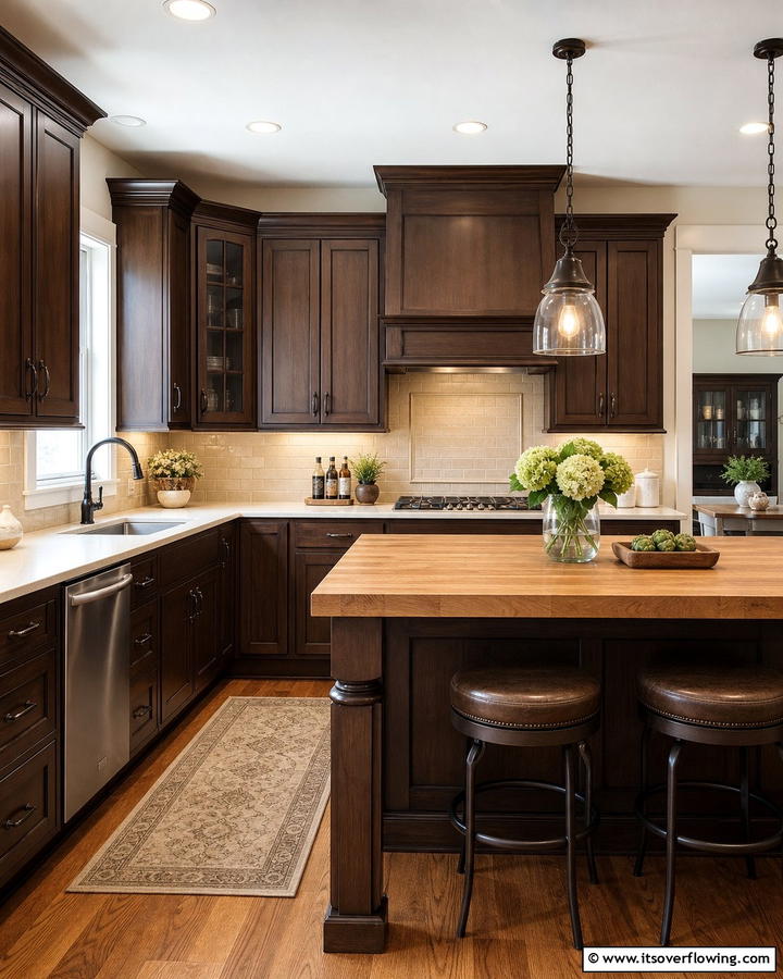 Chocolate Brown Cabinets with Warm Undertones - 20 Brown Kitchen Cabinets Ideas for a Warm and Inviting Space
